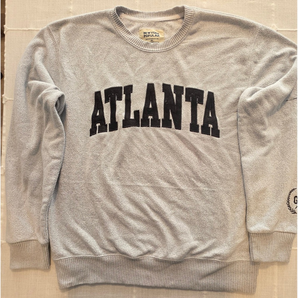 New York Popular Atlanta Sweatshirt Mens XL Gray Crewneck Pullover GA Logo